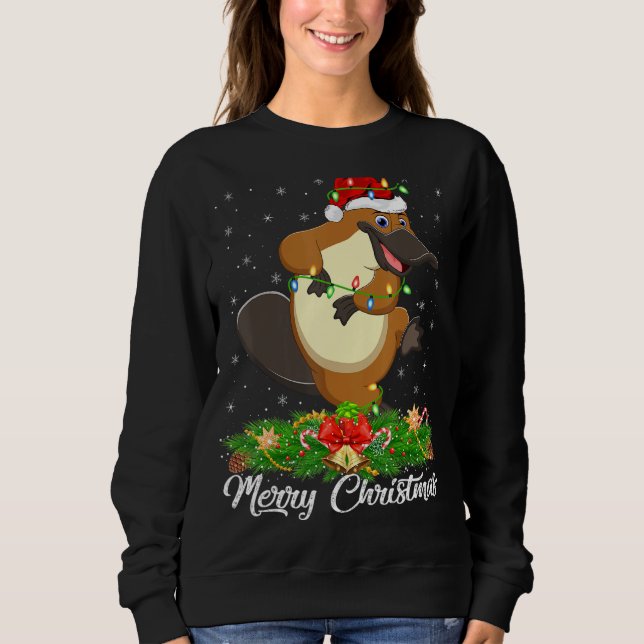 Sudadera Platypus Lover Animal Coincidiendo con Santa Hat P (Anverso)