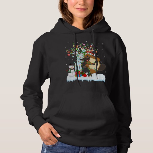 Sudadera Platypus Xmas Tree Lighing Santa Hat Platypus Chr (Anverso)