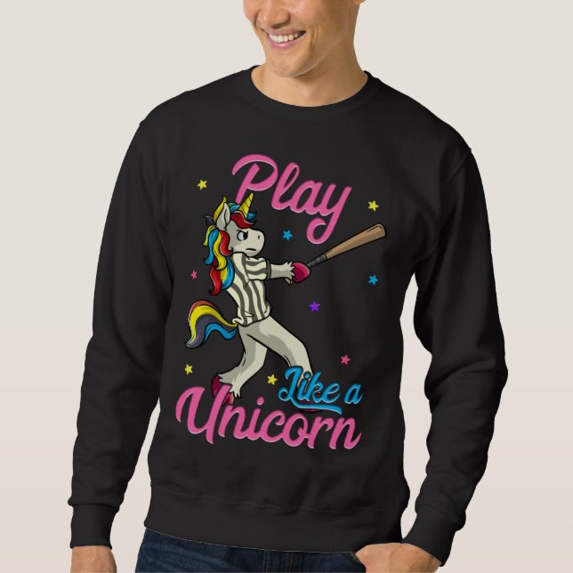 Sudadera Play Like a Unicorn Female Baseball Player (Anverso)