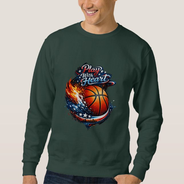 Sudadera Play With Heart Basketball Motivational Men’s Swea (Anverso)