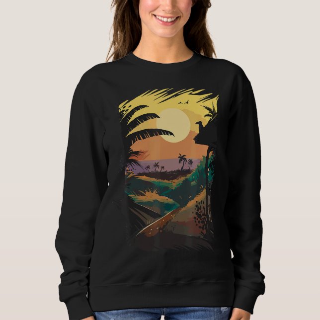 Sudadera Playa Aloha Hawaii Hawaii Isla Hawái Palm Trees (Anverso)