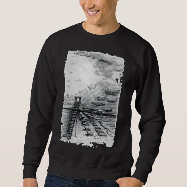 Sudadera Playa de Cancún en blanco y negro (Anverso)