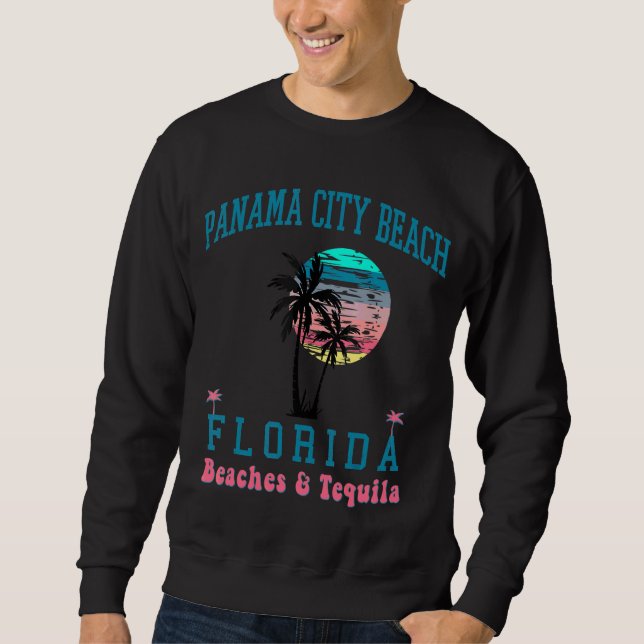 Sudadera Playa de Ciudad de Panamá Florida Palmeras Retro (Anverso)