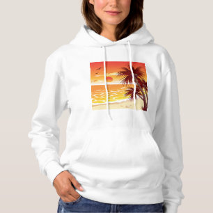 Sudadera Playa de la puesta de sol tropical Isla de la palm