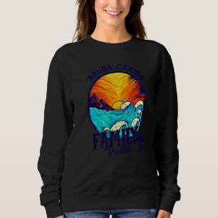 Sudadera Playa de la puesta del sol Retro Aruba Caribe Vaca