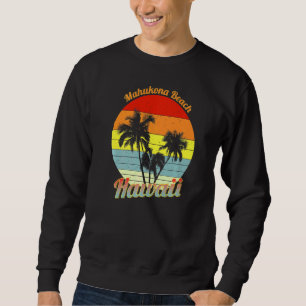 Sudadera Playa de Mahukona: palmeras tropicales retro en Ha