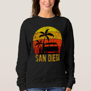Sudadera Playa de San Diego California Sunset Retro Palm Tr
