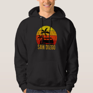 Sudadera Playa de San Diego California Sunset Retro Palm Tr