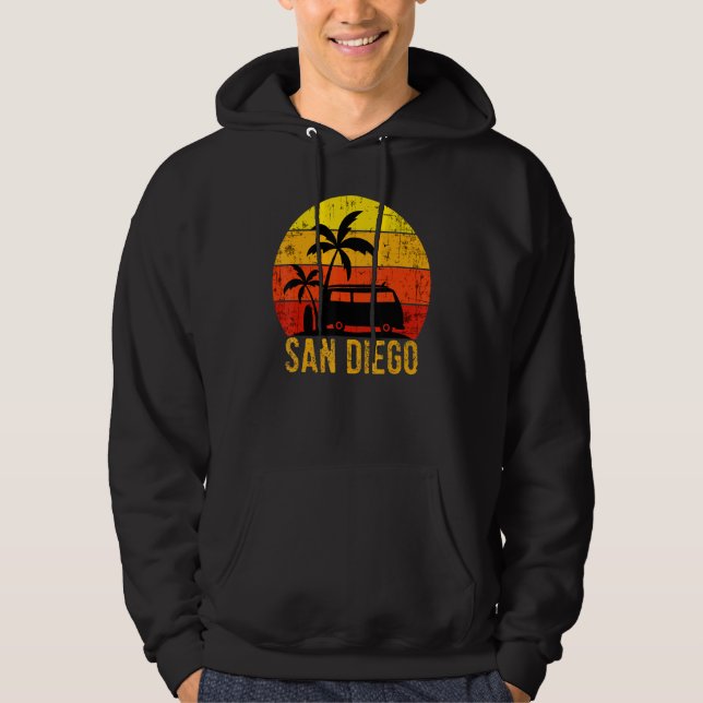 Sudadera Playa de San Diego California Sunset Retro Palm Tr (Anverso)