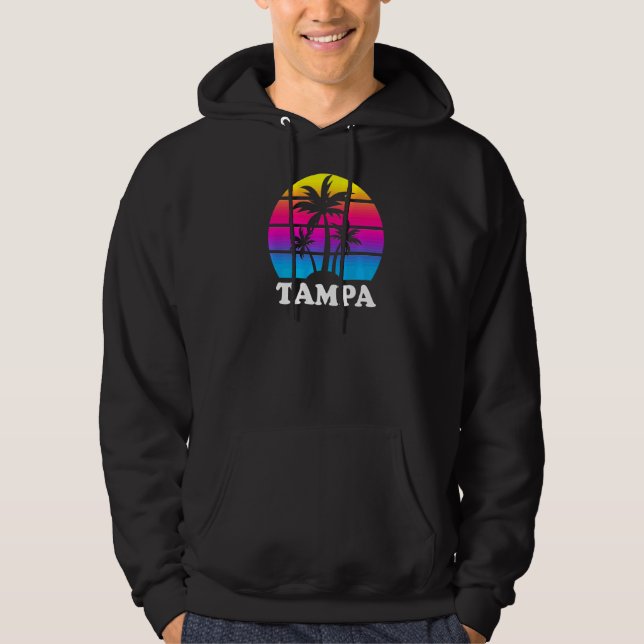 Sudadera Playa de vacaciones Retro Palm Tree Sunset de Tamp (Anverso)