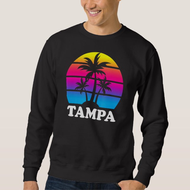Sudadera Playa de vacaciones Retro Palm Tree Sunset de Tamp (Anverso)