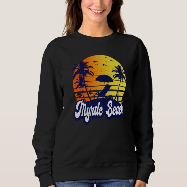 Sudadera Playa Myrtle Carolina Playa Sunset Retro Premium (Anverso)
