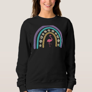 Sudadera Playa rosa Flamingo Seashell Rainbow Summer Beach