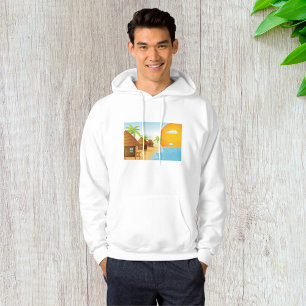 Sudadera Playa tropical con sombrillas de paja