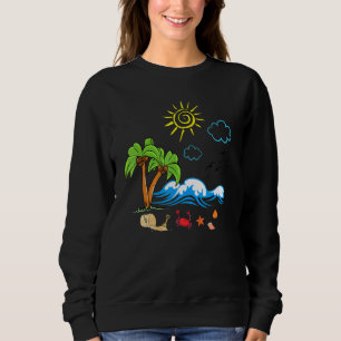 Sudadera Playa Tropical De Estilo Retro De Palmeras