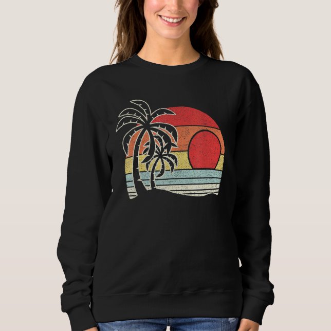 Sudadera Playa tropical de palmeras retro vintage (Anverso)