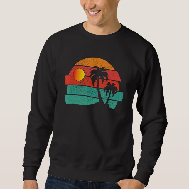 Sudadera Playa tropical retro de palmeras (Anverso)
