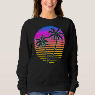 Sudadera Playa tropical retro de palmeras estilo Vinta de l