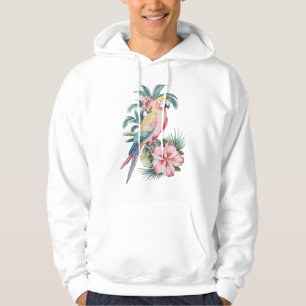 Sudadera Playas de veraneo de moda Parrot y Flores Hibiscus