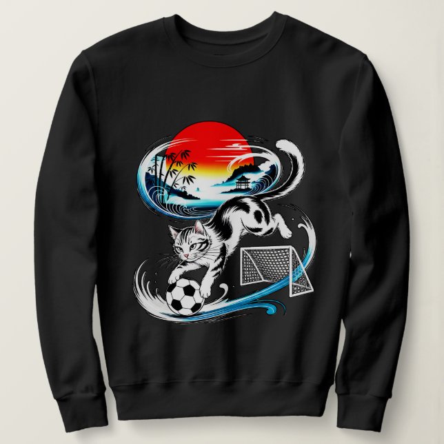 Sudadera Playful Soccer Cat Women's - For Cat Lovers (Anverso del diseño)