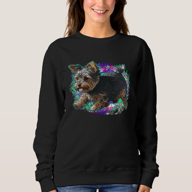 Sudadera Playful Yorkshire Terrier Dog Pop Art Proud Yorkie (Anverso)