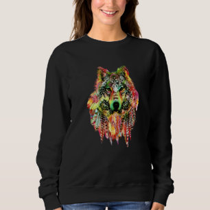Sudadera Plumas de lobo nórdicas tribales nativas bohemias