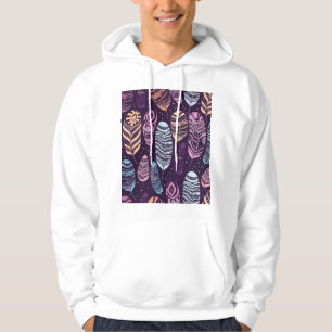 Sudadera plumas étnicas: negro y blanco