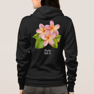 Sudadera Plumeria Rosa Frangipani, tu nombre, Floral