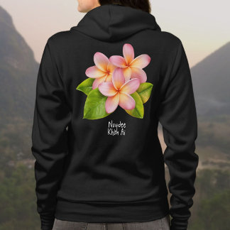 Sudadera Plumeria Rosa Frangipani, tu nombre, Floral