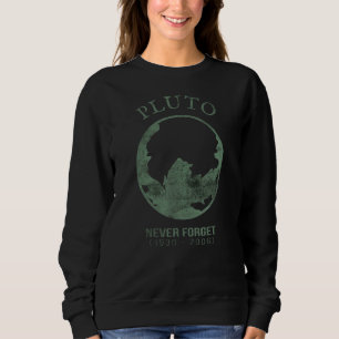 Sudadera Plutón nunca olvida la ciencia del espacio retro v