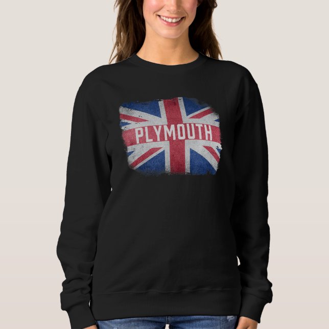 Sudadera Plymouth Reino Unido Bandera Británica Vintage Uk  (Anverso)