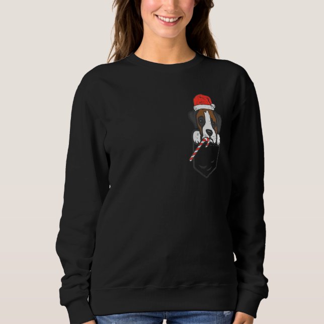 Sudadera Pocket Boxer Santa Dog Christmas Xmas Men Women (Anverso)