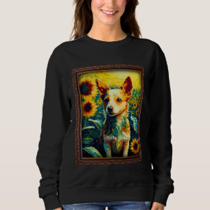 Sudadera Podengo Portugués Pequeño Pintando Girasol Flujo