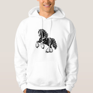 Sudadera Poderosa ilustración de caballo Shire negro y blan