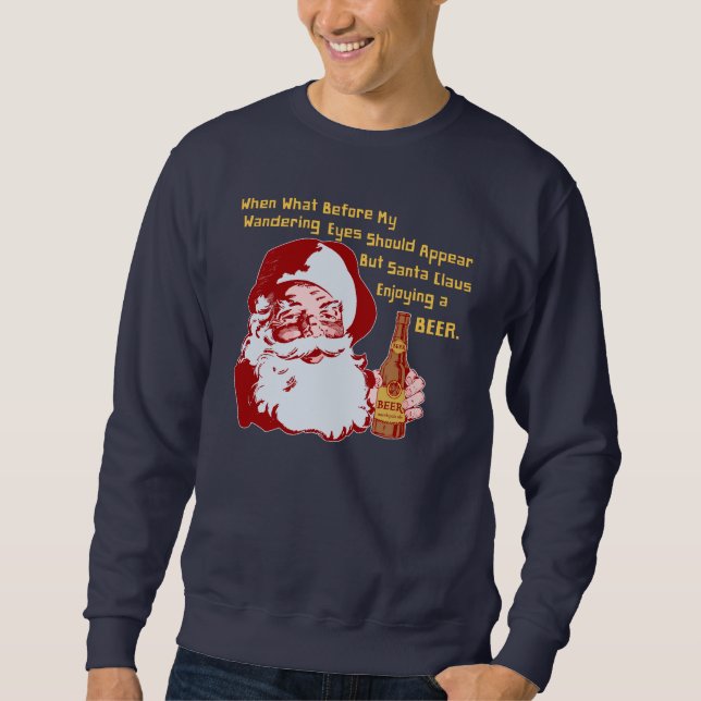 Sudadera Poema divertido del navidad de la cerveza retra de (Anverso)