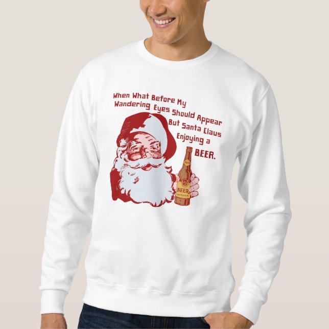 Sudadera Poema divertido V2 retro del navidad de la cerveza (Anverso)