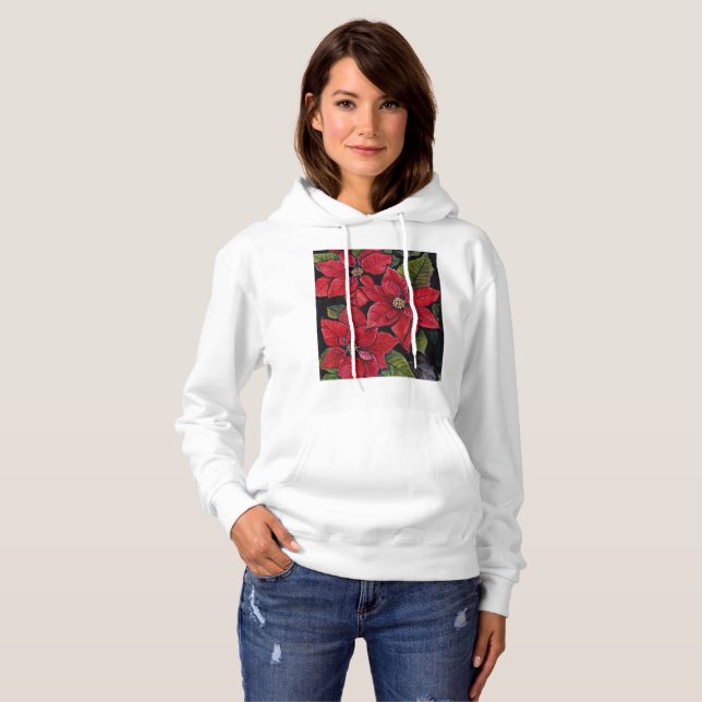 Sudadera Poinsettia vibrante en acuarela (Anverso completo)