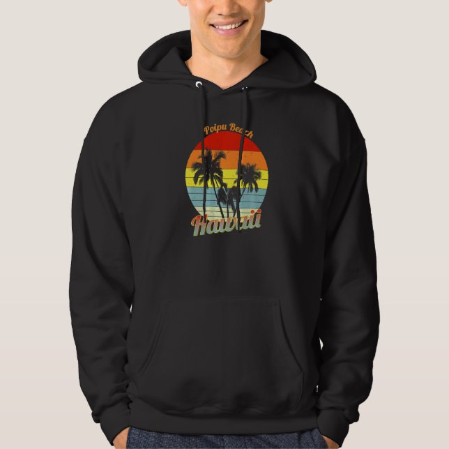 Sudadera Poipu Beach Hawaii Retro Palm Trepical Vacat (Anverso)
