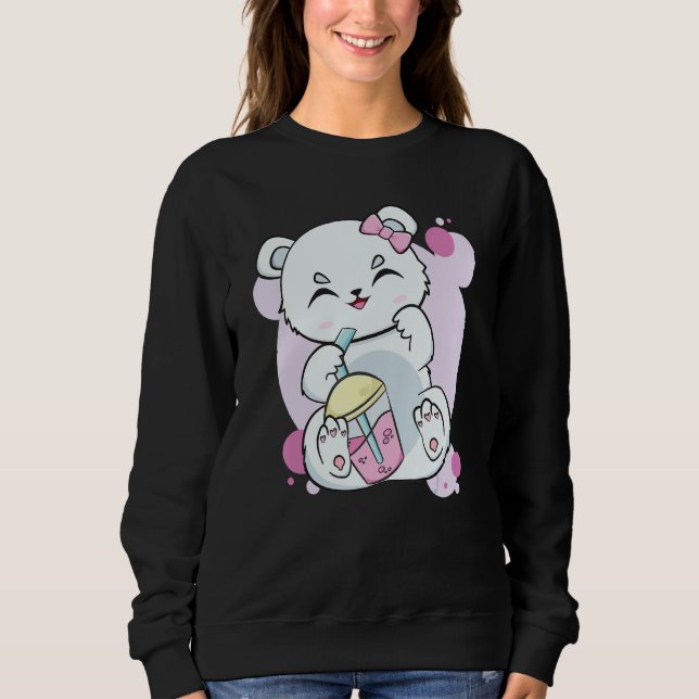 Sudadera Polar Bear Drinking Boba Flavor With Black Milk Te (Anverso)