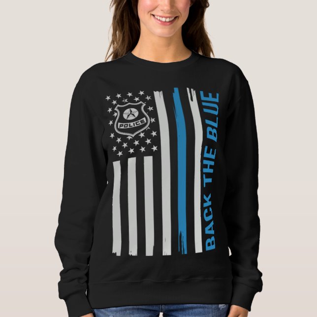 Sudadera Police Back Blue American Flag Law Enforcement (Anverso)