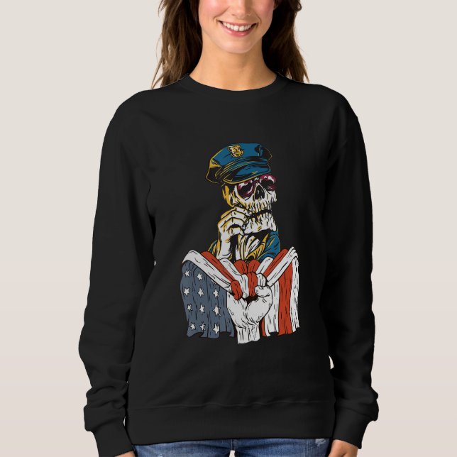 Sudadera Police costume skaleton with American Flag (Anverso)