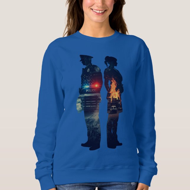 Sudadera Police Officer and Nurse Couple Silhouette (Anverso)