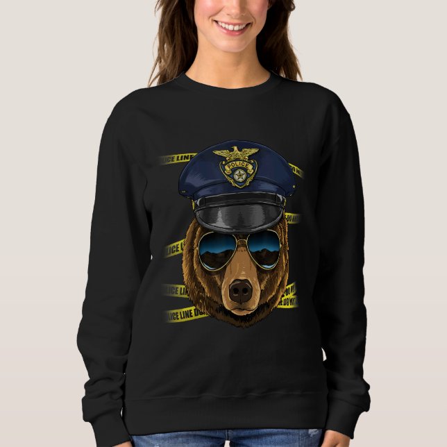 Sudadera Police Officer Grizzly Bear PD Cop Crime Scene Bea (Anverso)