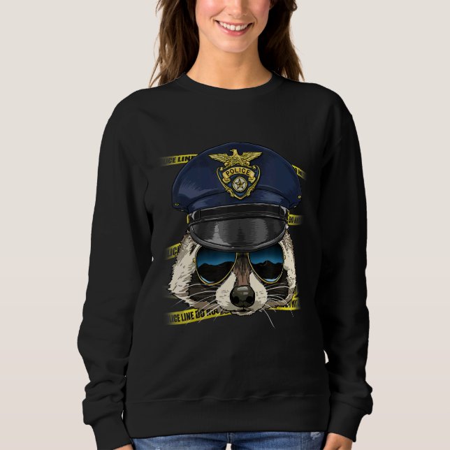Sudadera Police Officer Raccoon PD Cop Crime Scene Raccoon (Anverso)