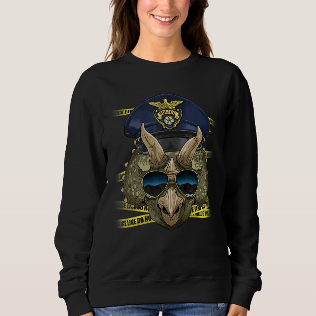 Sudadera Police Officer Triceratops PD Cop Crime Scene Dino (Anverso)
