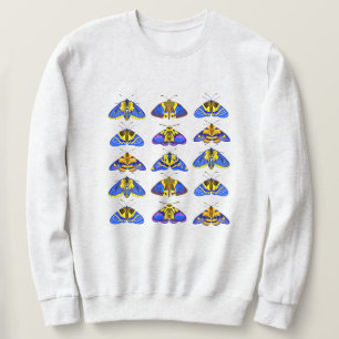 Sudadera Polillas en azul, amarillo dorado y marrón