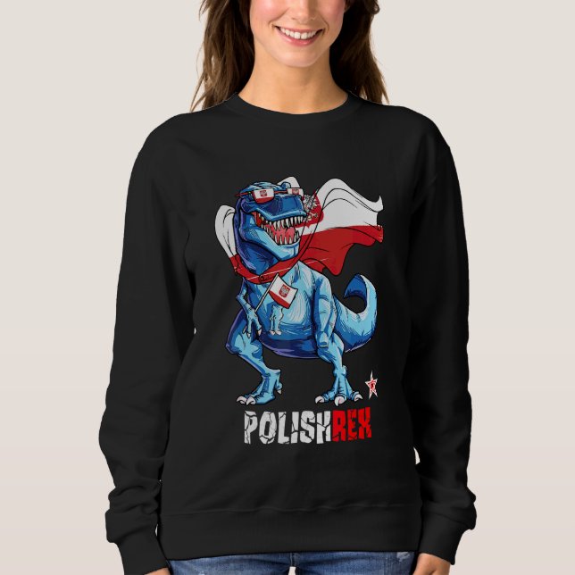 Sudadera Polishrex Orgullosa Bandera Polaca Dinosaurio Dive (Anverso)