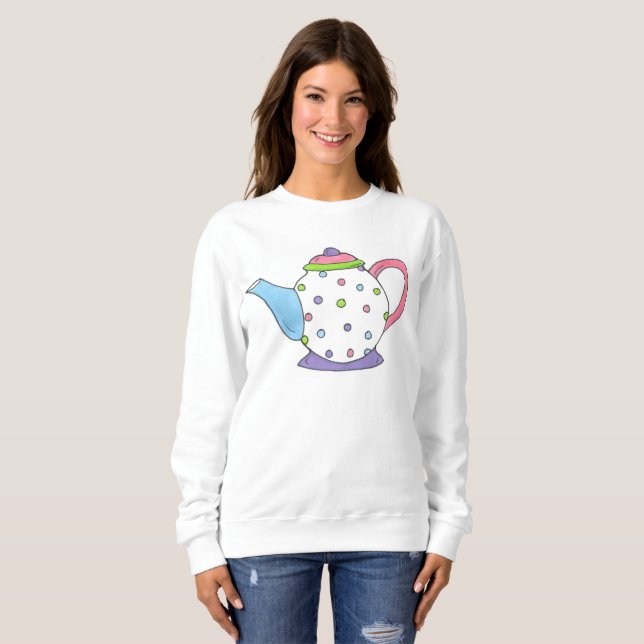 Sudadera Polka Dot Tea Pot Teapot Tea Fiesta Sweatshirt (Anverso completo)
