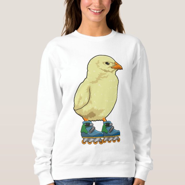Sudadera Pollito como patinador en línea con patines en lín (Anverso)