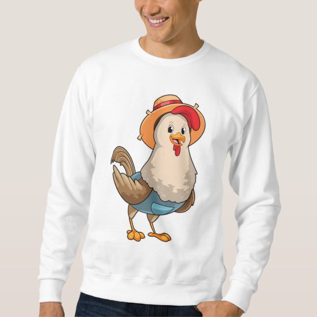 Sudadera Pollo como granjero con Gorra (Anverso)